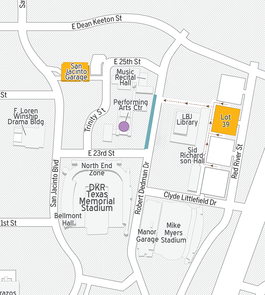 Bass Concert Hall parking map 2021