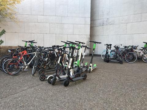 example of how to park scooters near bike racks