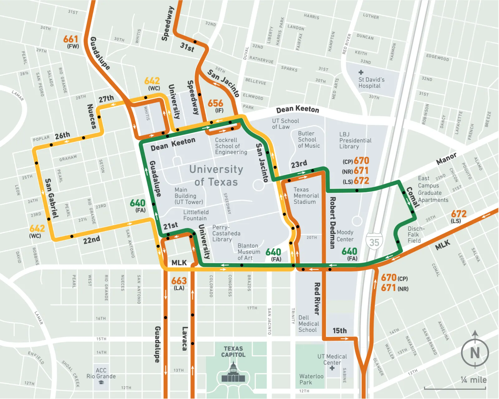 Capmetro UT campus shuttles