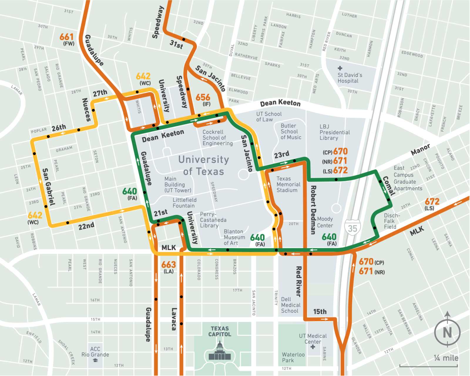 Capmetro UT campus shuttles