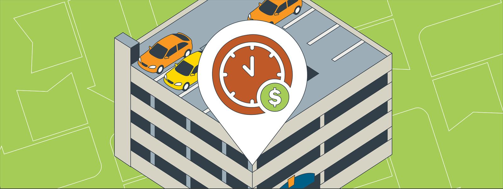 garage with time/money icon