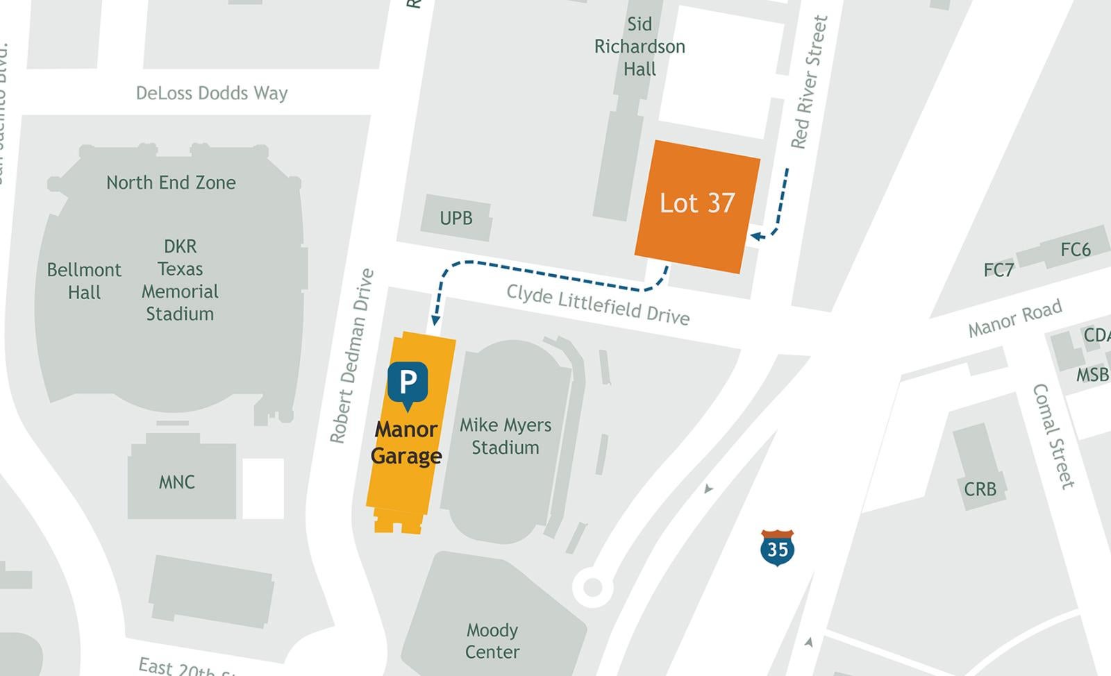 Map of the path to get into Manor Garage