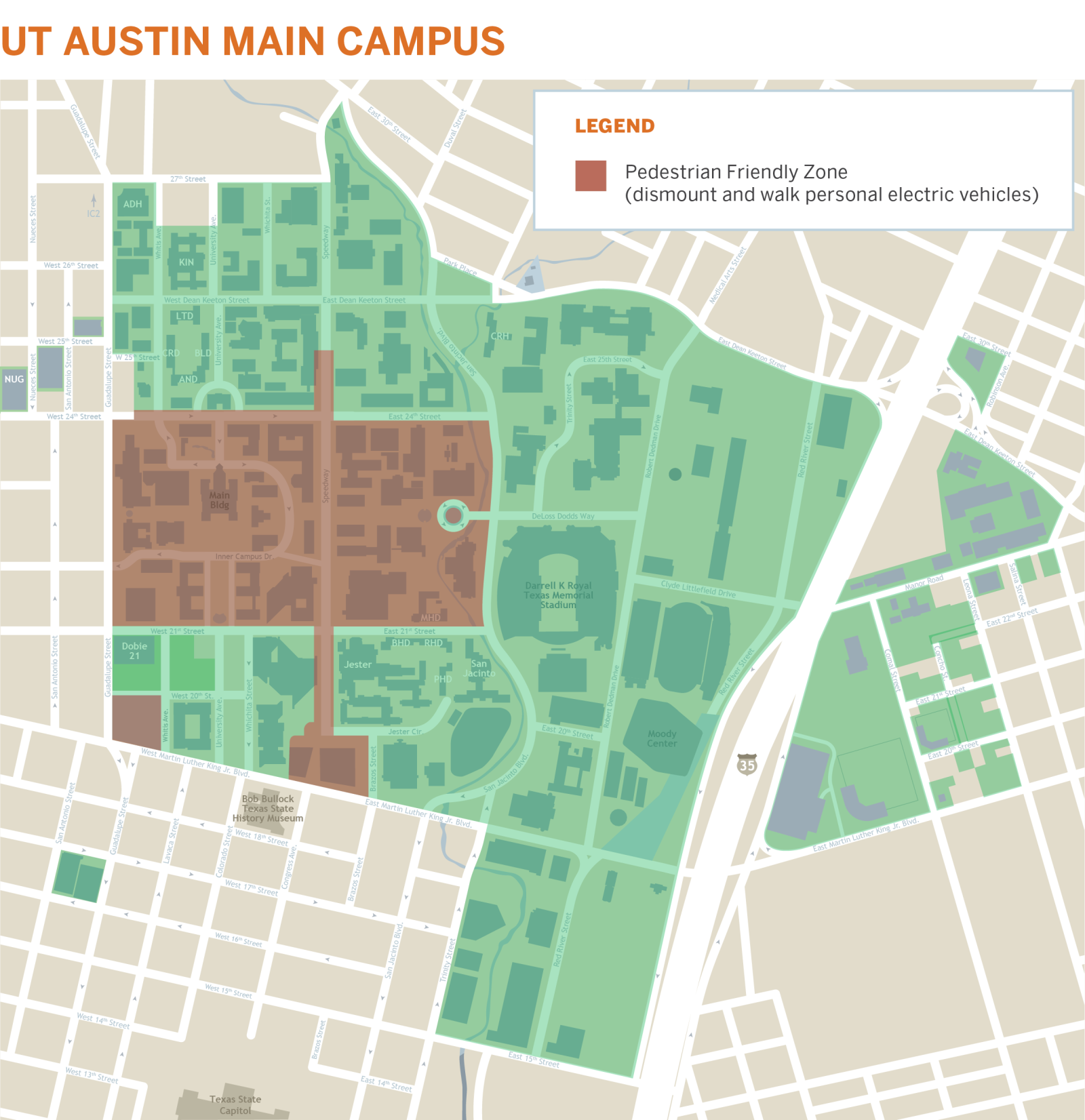 Map of Pedestrian Friendly Zone