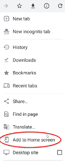 Chrome menu dropdown