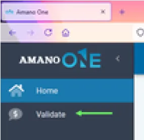 Amano One left navigation menu