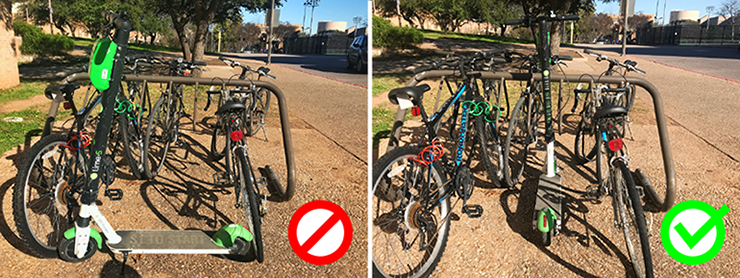 example of how to park scooters near bike racks