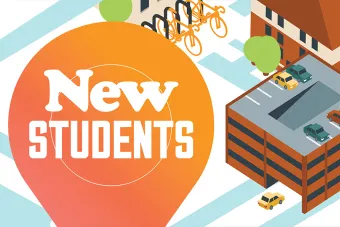 Parking and Transportation Info for New Students graphic