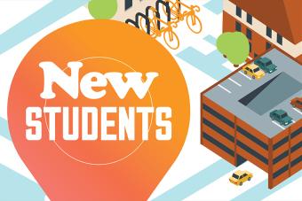 Parking and Transportation Info for New Students graphic