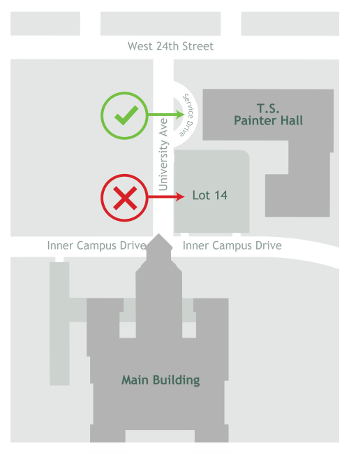 map of Painter Hall service drive