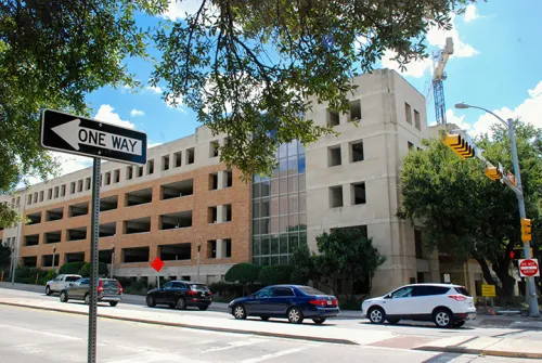 Trinity Parking Garage from the sidewalk