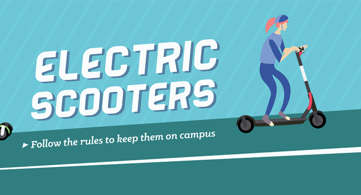 electric Scooters Follow the rules to keep them on campus banner